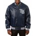 Tampa Bay Rays Varsity Navy Blue Leather Jacket